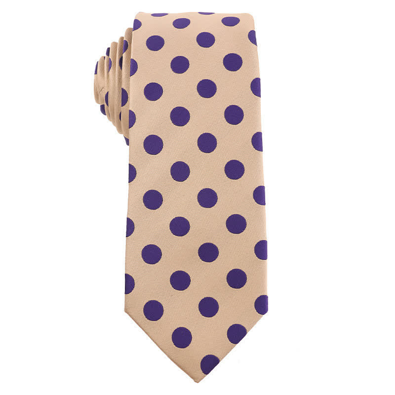 Men's British Khaki Champagne Series Necktie - Purple Dots - image 2