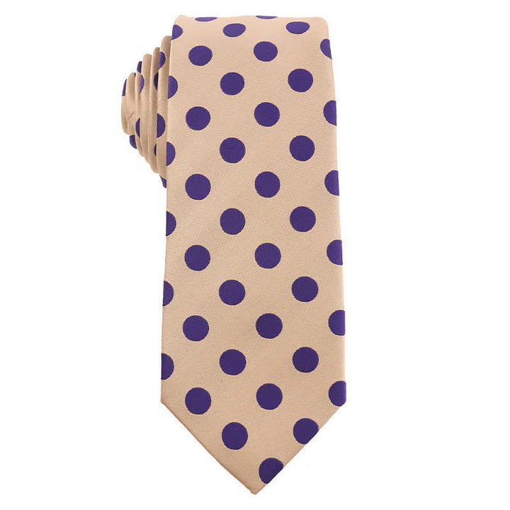 Men's British Khaki Champagne Series Necktie - Purple Dots - image 2