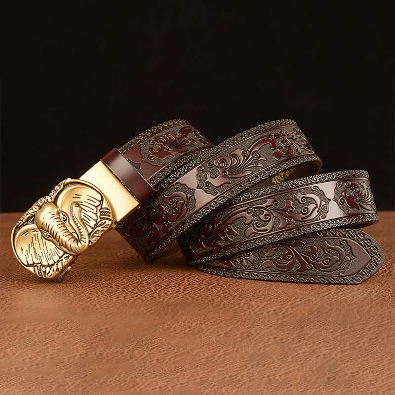 Men's Big-Eared Elephant Leather Belt