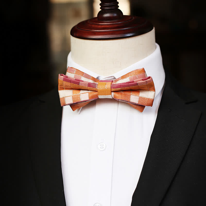 Men's Orange & Pink Sunshine Checker Bow Tie