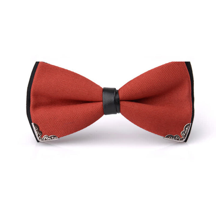 Men's Classy Metal Trim Gold Bow Tie