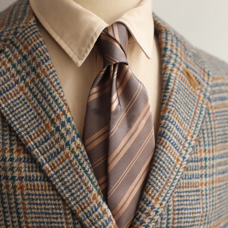 Men's Classical Daily Office Striped Necktie - Light Coffee - image 13