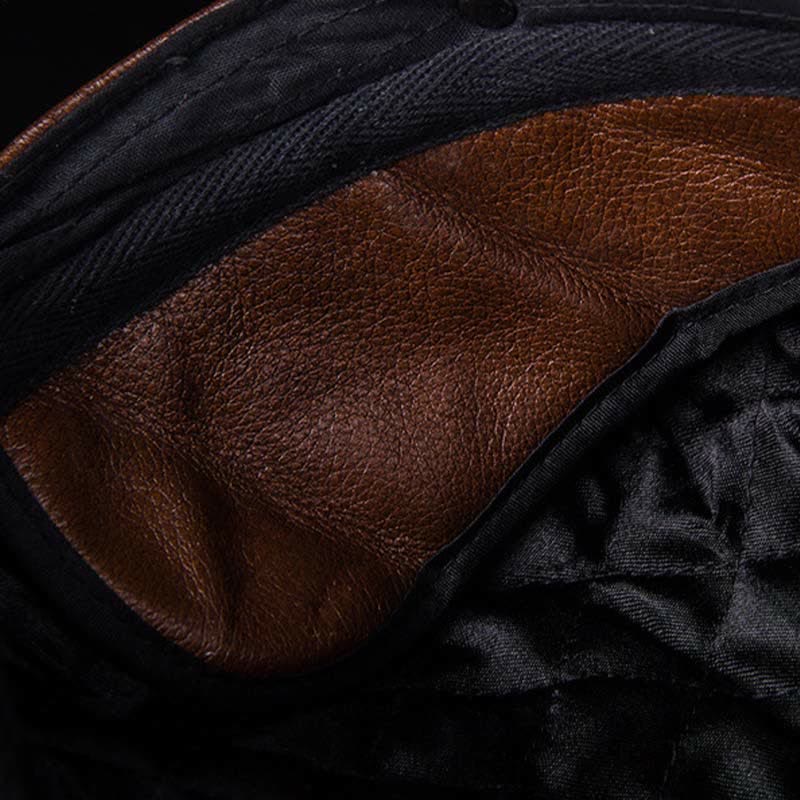 Literary Octagonal Genuine Leather Beret Cap - image 10