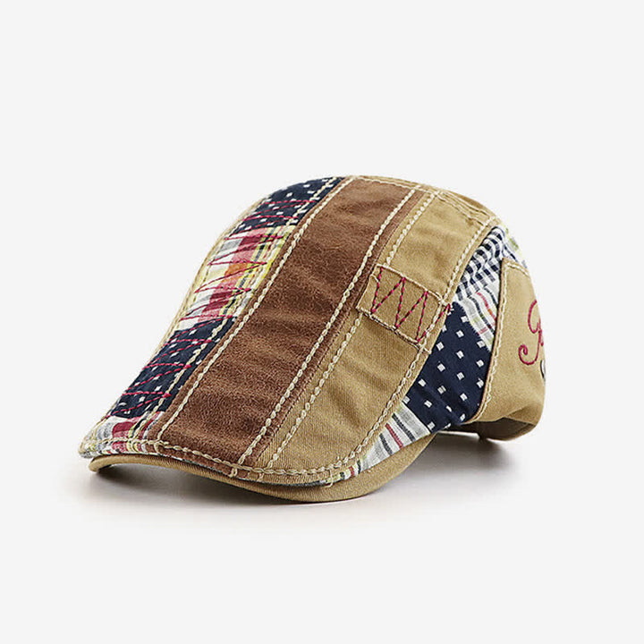 Stitching Patchwork Cabbie Beret Flat Cap