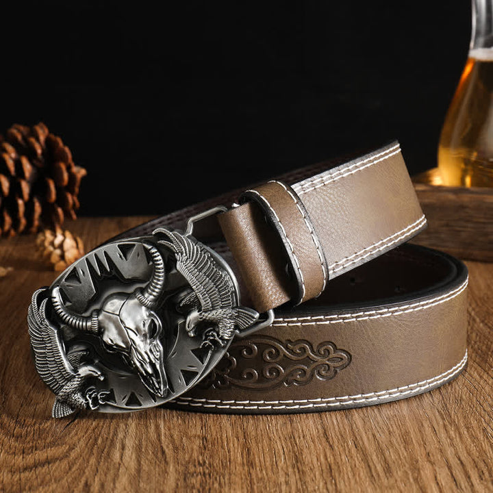 Men's Vintage Bull & Dual Eagles Leather Belt