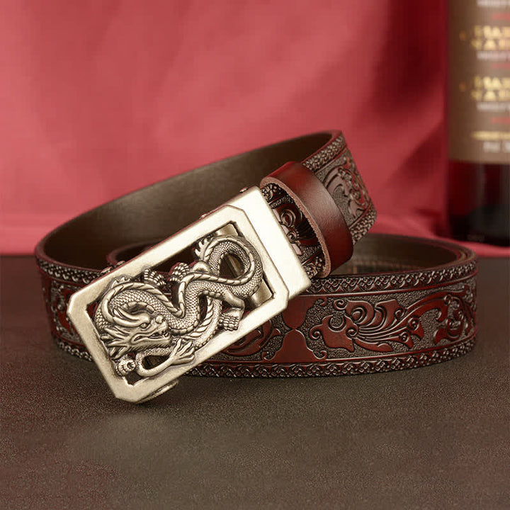 Men's Coiling Dragon Embossing Leather Belt