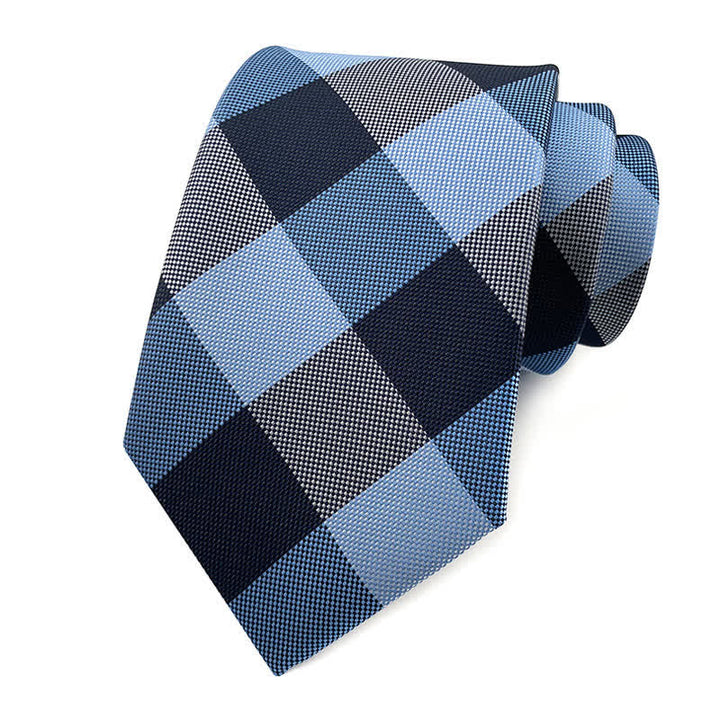 Men's Skinny Tuxedo Suit Plaid Necktie - SteelBlue - image 13