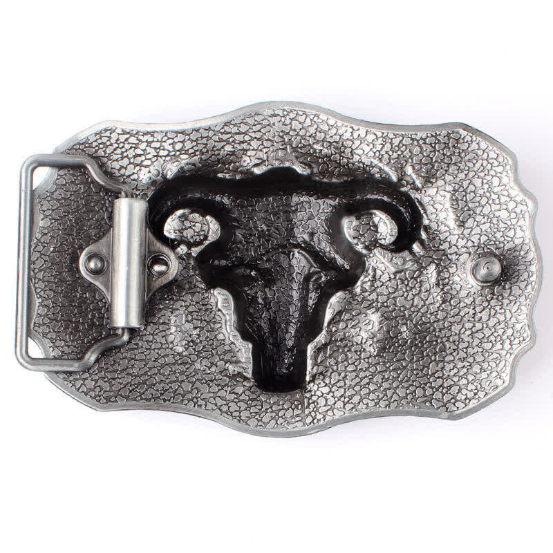 Men's DIY Goat Skull Turquoise Buckle Leather Belt