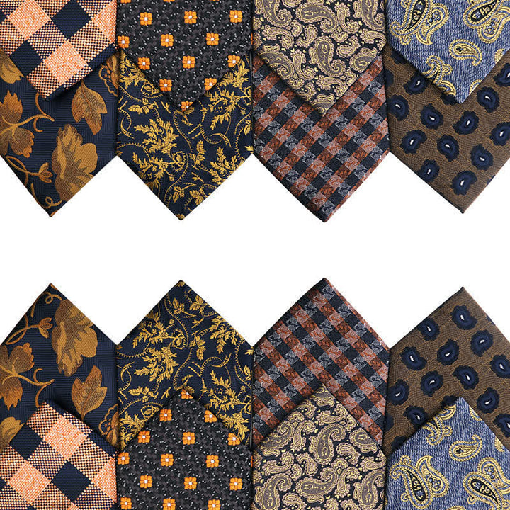 Men's Gold Orange Series Paisley Floral Necktie