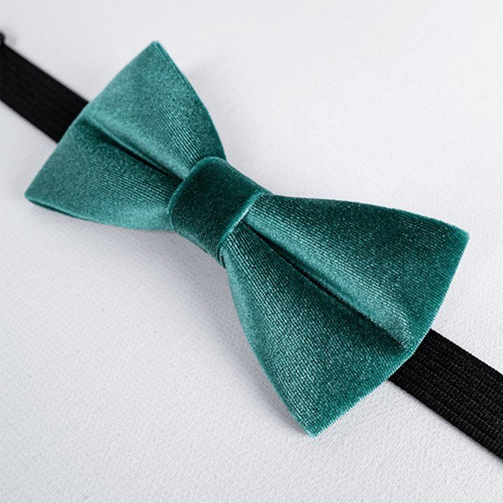 Men's Teal Green Solid Color Velvet Bow Tie