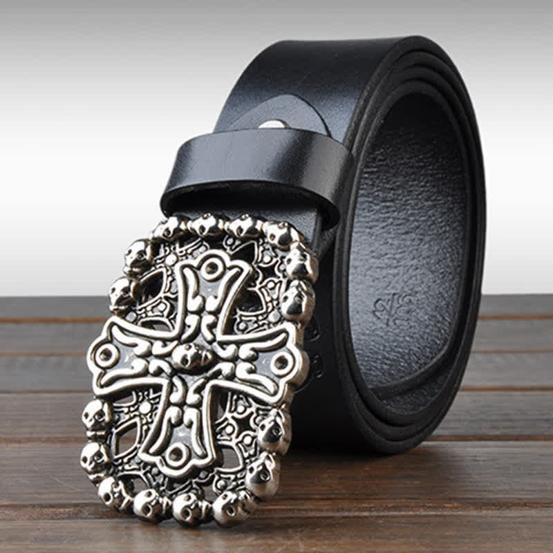 Men's Gothic Skull Plate Buckle Leather Belt