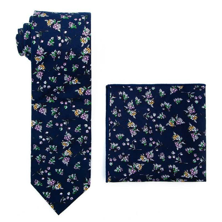 2Pcs Men's Literary Art Floral Necktie Set