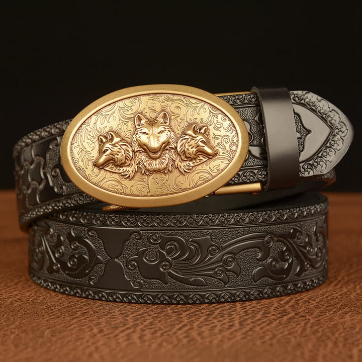 Men's Legend Of Hungry Wolves Leather Belt