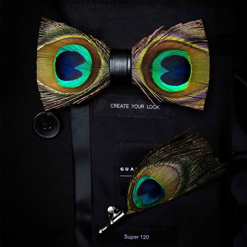 Yellow Peacock Feather Bow Tie Collection Bundle