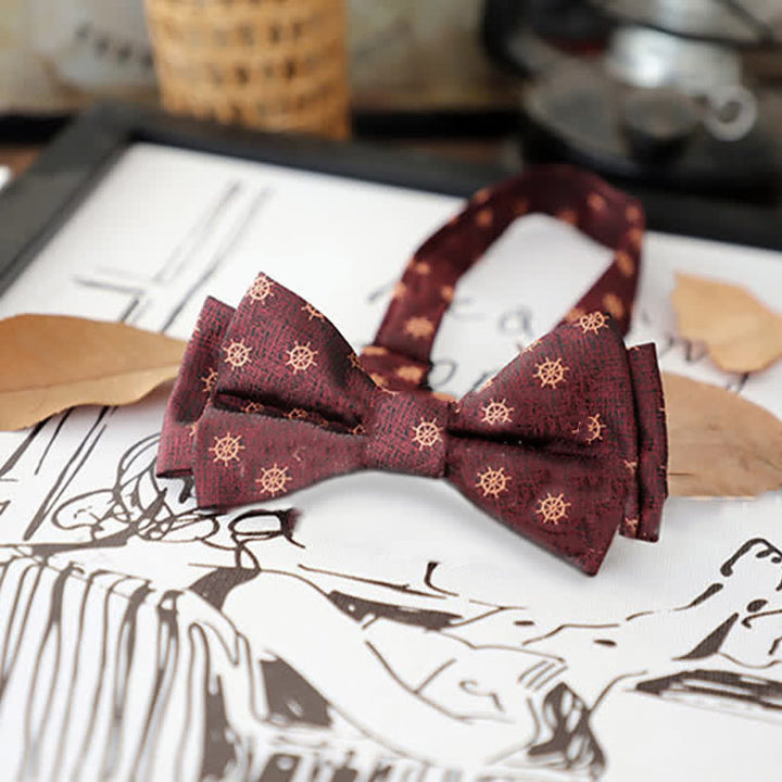 Men's Retro Floral Leaves Bow Tie