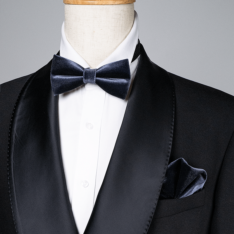 Men's Night Gray Solid Color Velvet Bow Tie