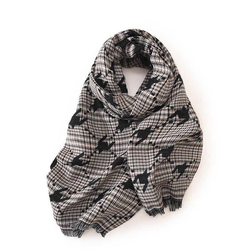 Women's Houndstooth Large Shawl Warm Scarf