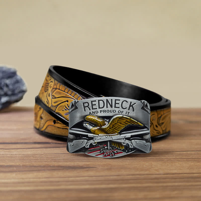 Men's DIY Redneck Enameled Eagle Buckle Leather Belt