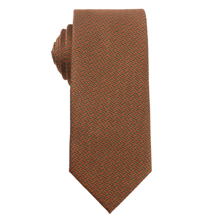 Men's Forest Green Orange Series Necktie - Weave - image 9