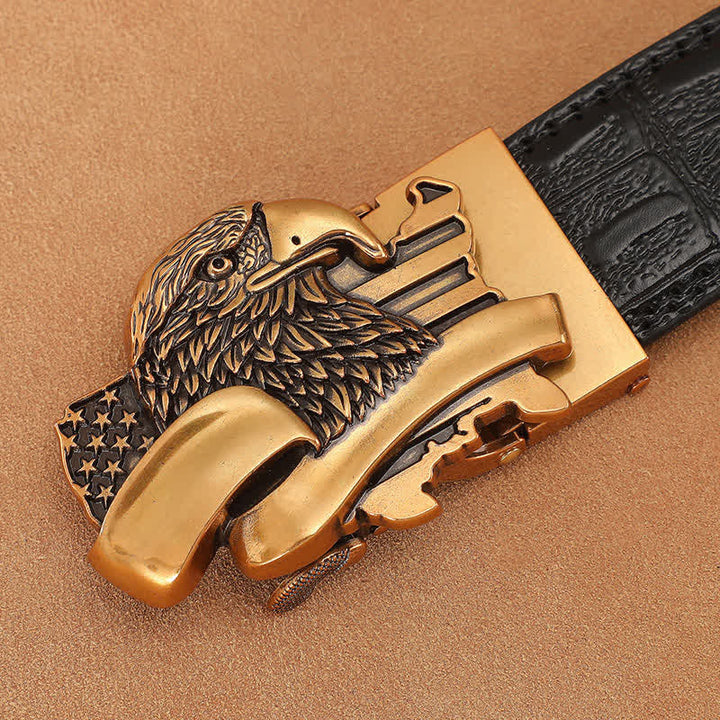 Men's DIY Eagle Flag Automatic Buckle Leather Belt