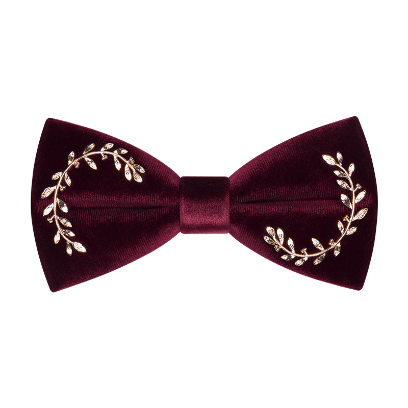 Men's Vine Leaves Velvet Bow Tie