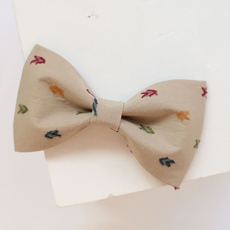 Men's Khaki Embroidery Arrows Bow Tie