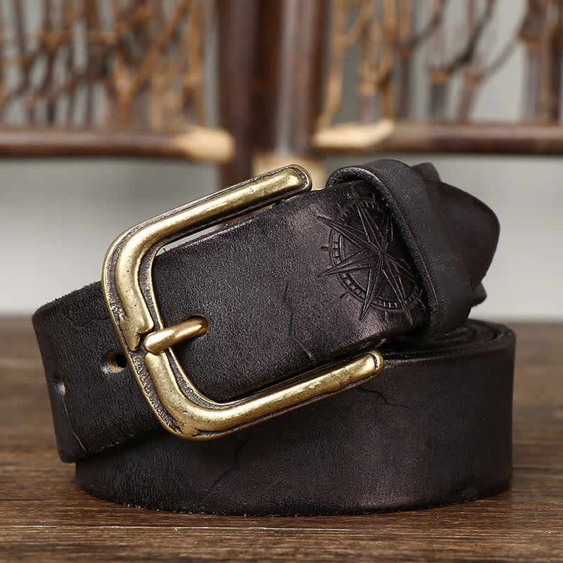 Men's Carving Crack Ship Anchor Leather Belt - image 7