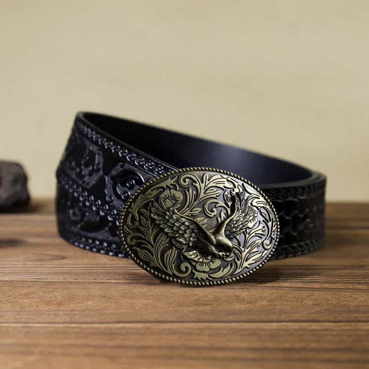 Men's DIY Animal Flying Eagle Buckle Leather Belt