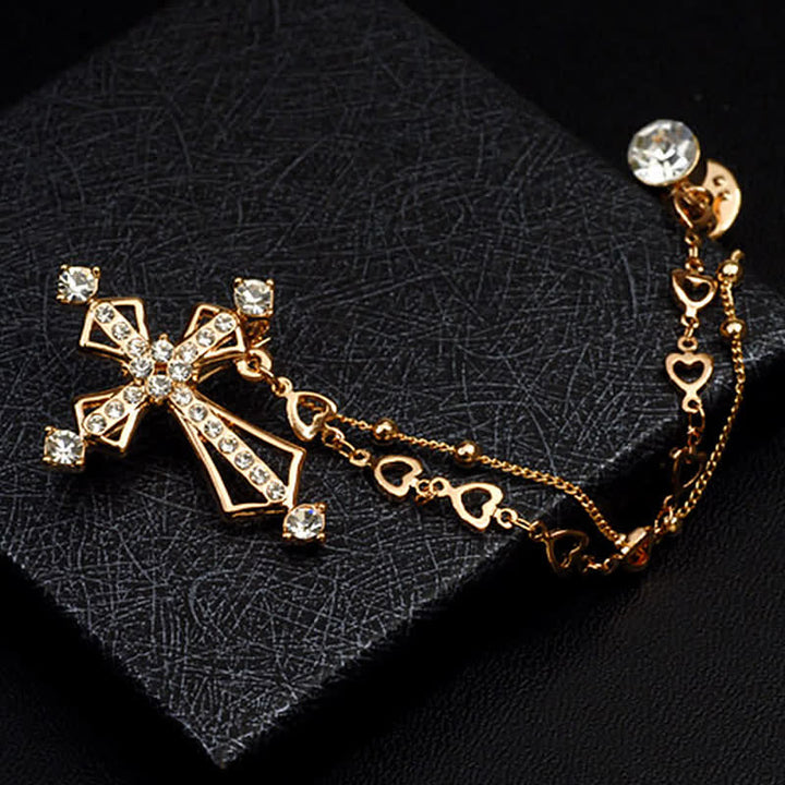 Men's Noble Tassels Cross Rhinestone Brooch