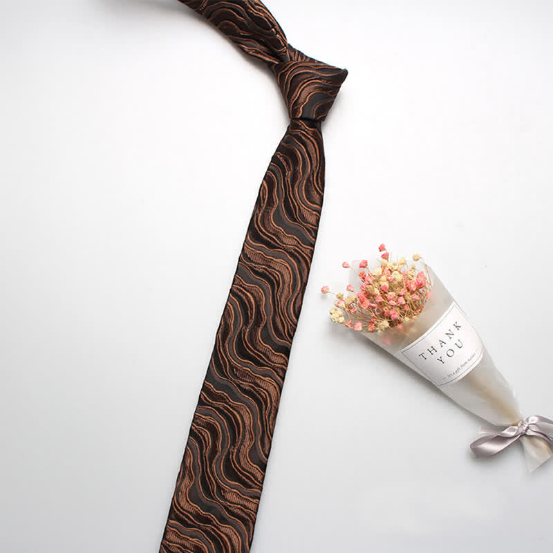 Men's Exotic Wave Striped Necktie - Brown - image 1