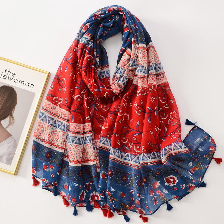 Women's Thin Lovely Butterfly Floral Tassel Scarf - Style #9 - image 14