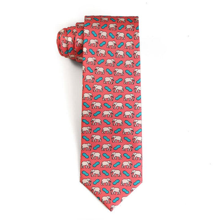 Men's Dancing Animal Motifs Pure Silk Necktie