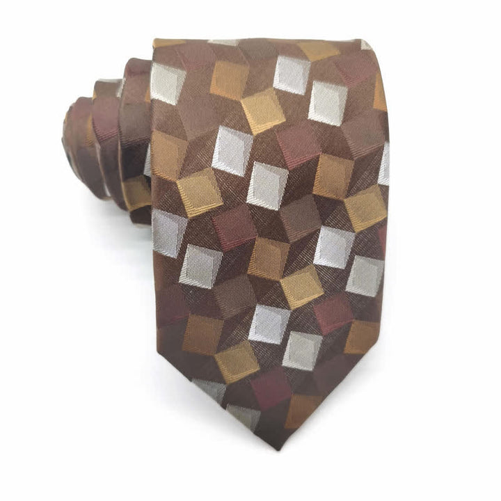 Men's Colorful Geometric Square Pure Silk Necktie