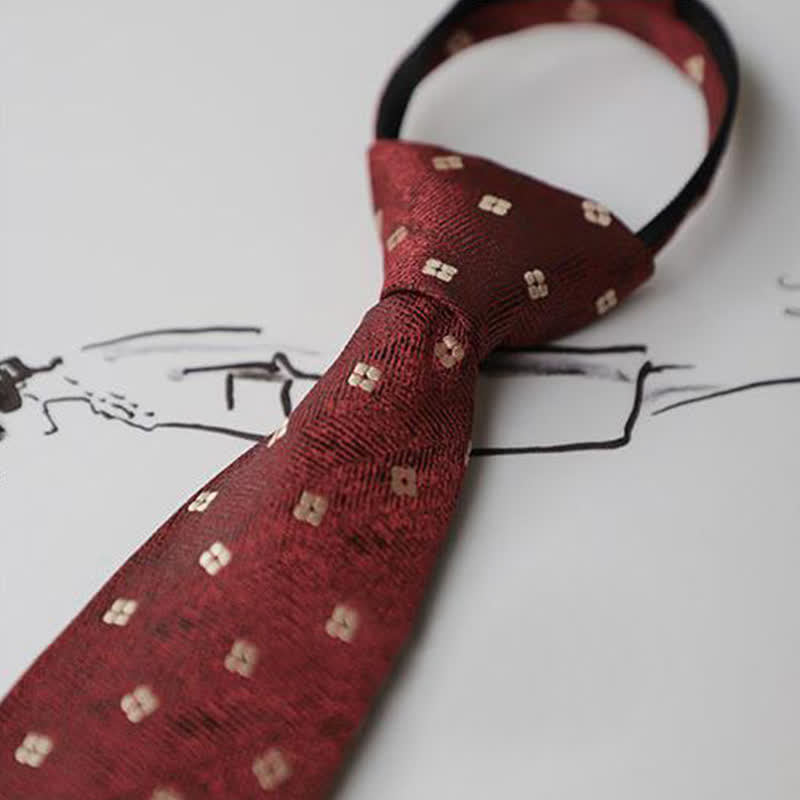 Men's Garden Motif Embroidery Zipper Necktie