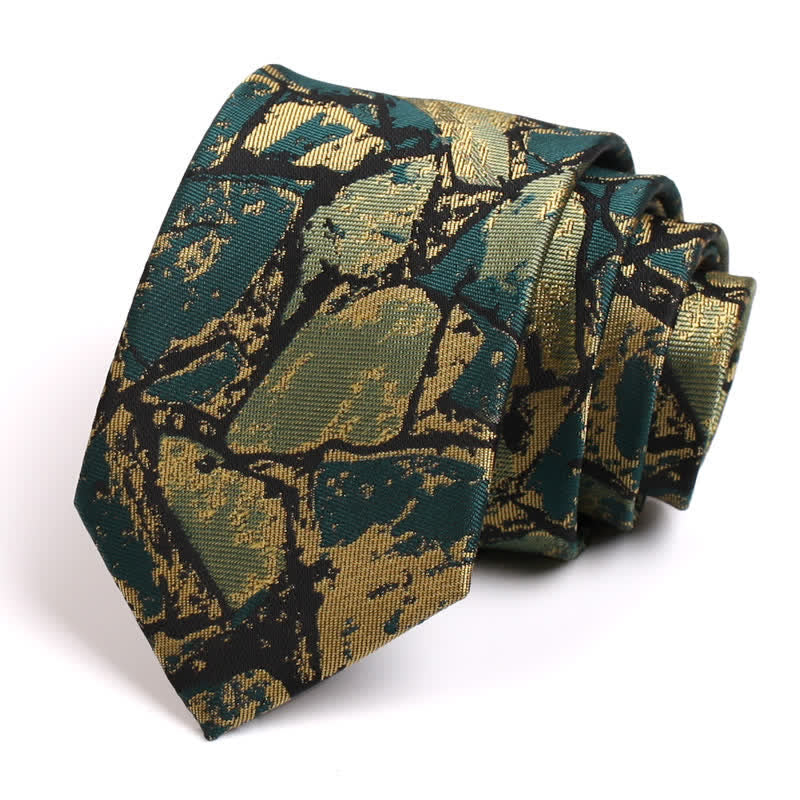 Men's Gold-green Abstract Graphic Necktie - Gold-green - image 0