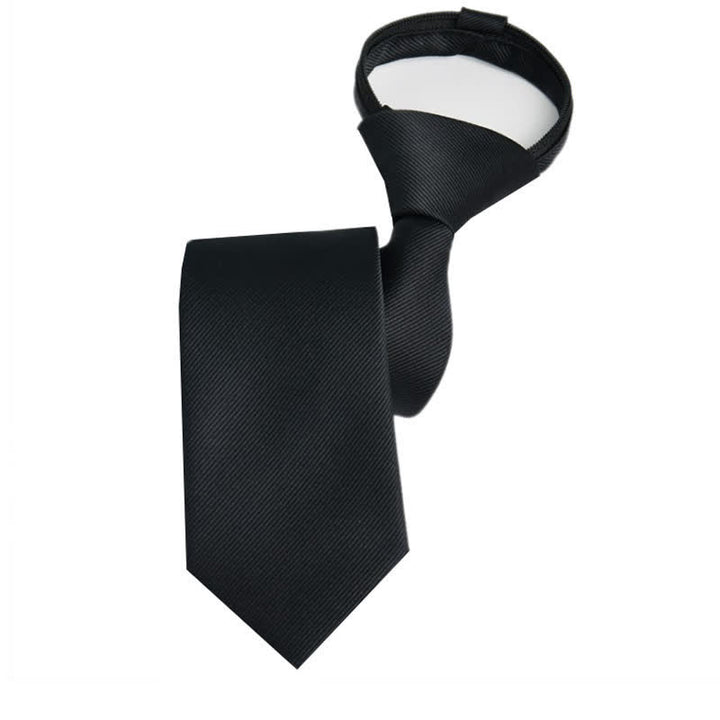 Men's Solid Color Zipper Tie Adjustable Necktie