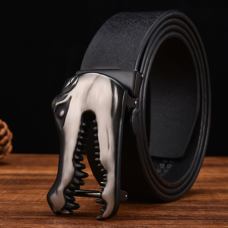 Men's Open-Mouthed Crocodile Automatic Buckle Leather Belt