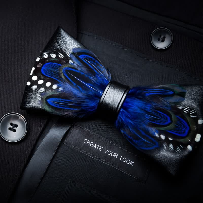 Blue Peacock Feather Bow Tie Collection Bundle