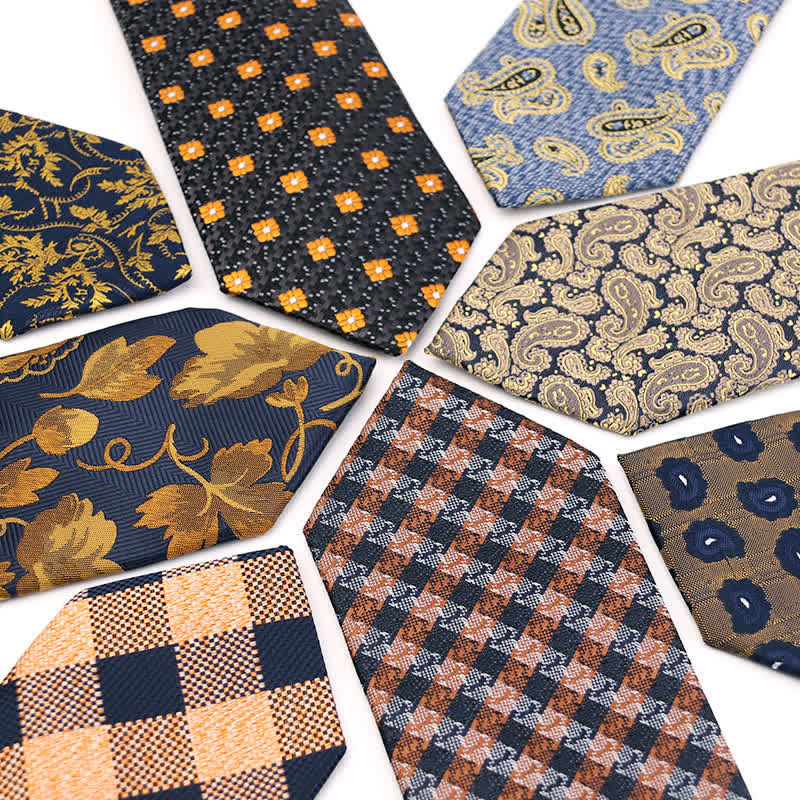 Men's Gold Orange Series Paisley Floral Necktie - image 1