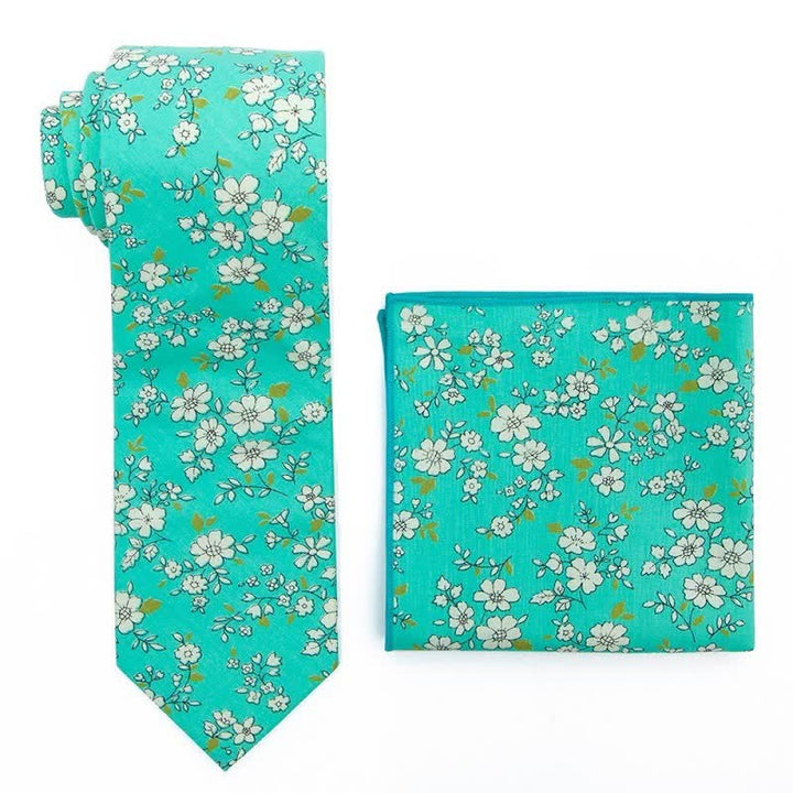 2Pcs Men's Daisy Rose Floral Necktie Set