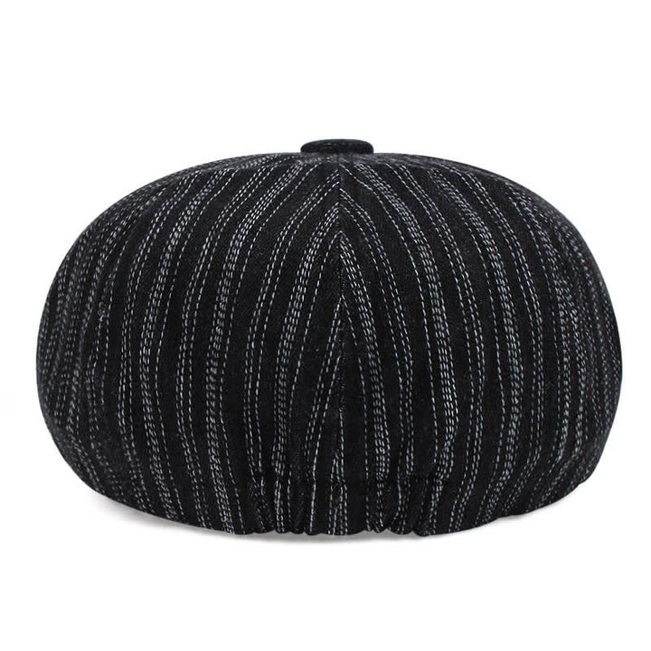 Trendy Striped Octagonal Newsboy Beret Cap