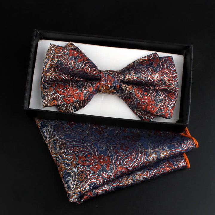 2Pcs Men's Neoclassical Paisley Floral Bow Tie Set