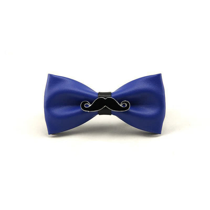 Men's Metal Mustache Leather Bow Tie