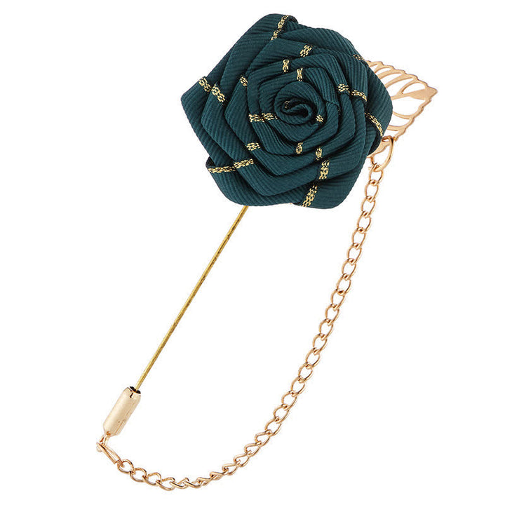 Men's Floral Camellia Chain Brooch