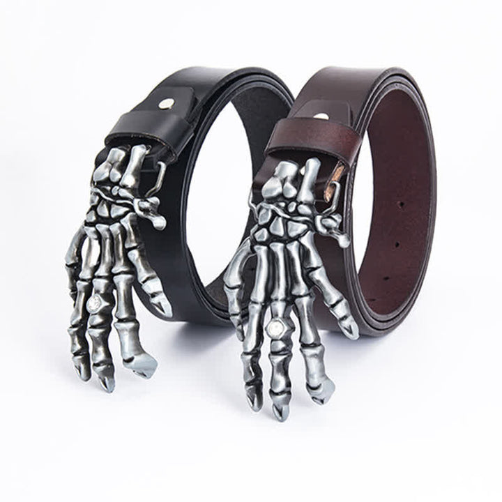 Men's Rock Punk Skeleton Hand Leather Belt - image 1