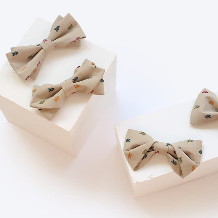 Men's Khaki Embroidery Arrows Bow Tie