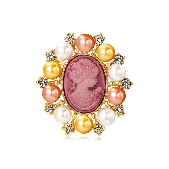 Women's Palace Relief Beauty Pearl Brooch