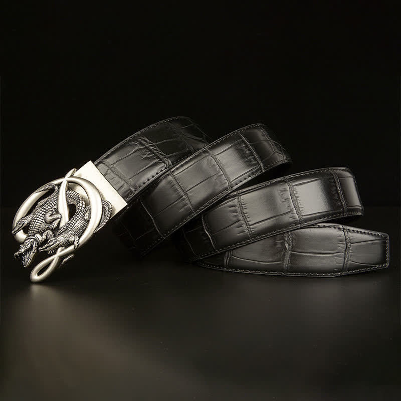 Men's Crocodile Buckle Alligator Pattern Leather Belt