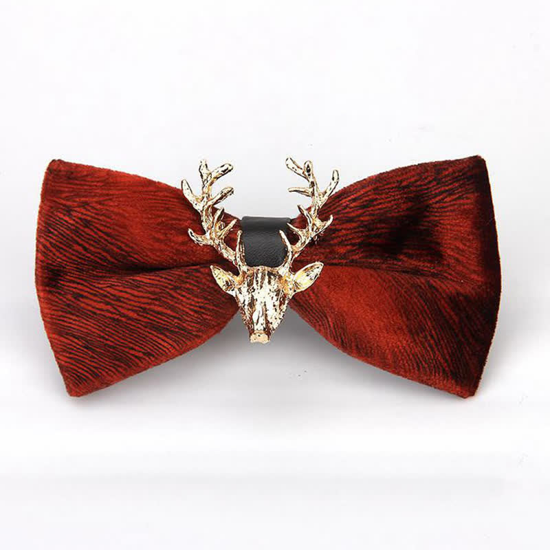 Men's Reindeer Head Velvet Bow Tie