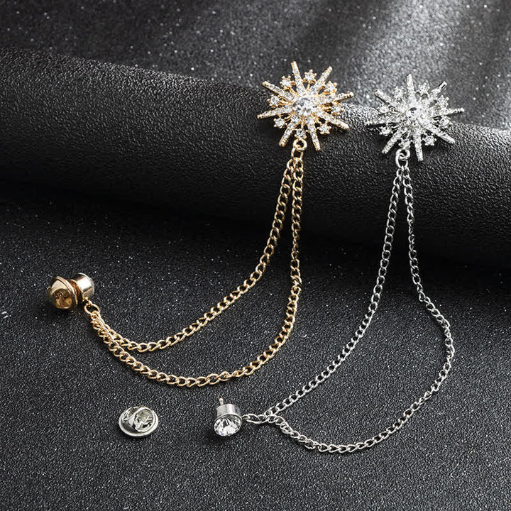 Men's Glittering Octagon Star Tassel Brooch - image 1
